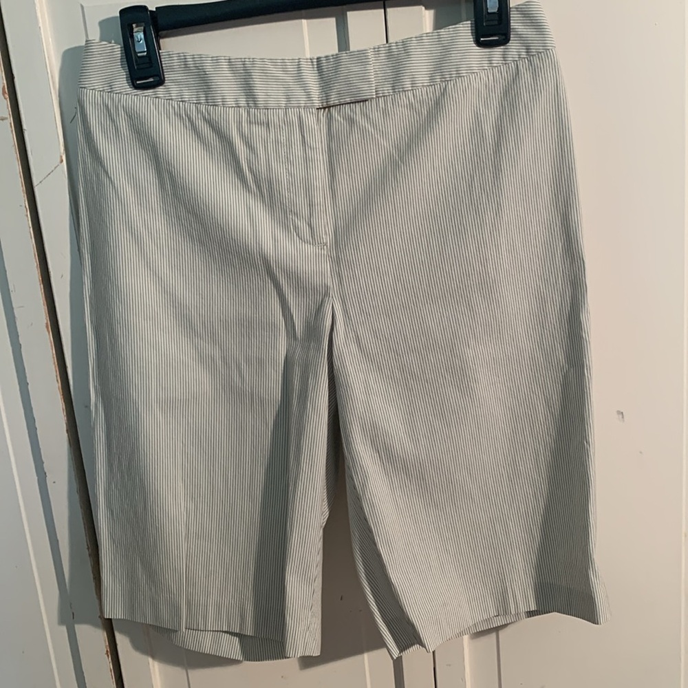 Chico's Brown & Cream Pinstripe Bermuda Shorts EUC